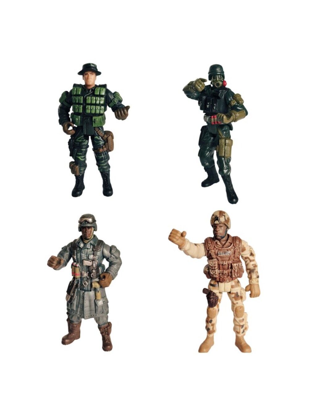 Vtg Chap Mei Military Action Figures 4 pc Articulated Realistic Gear Collectible